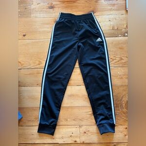 Adidas Kids Black Joggers with White Stripes